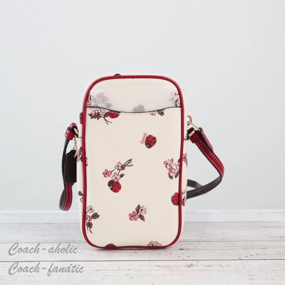 NWT Coach North South Zip Phone Crossbody With Ladybug Floral Print - Picture 7 of 12